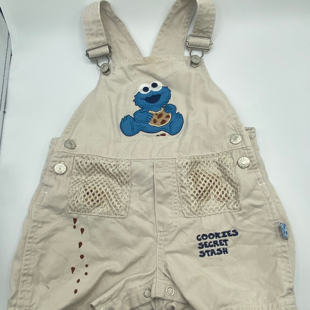 Vintage Sesame Street Toddler Cookie Monster Overalls